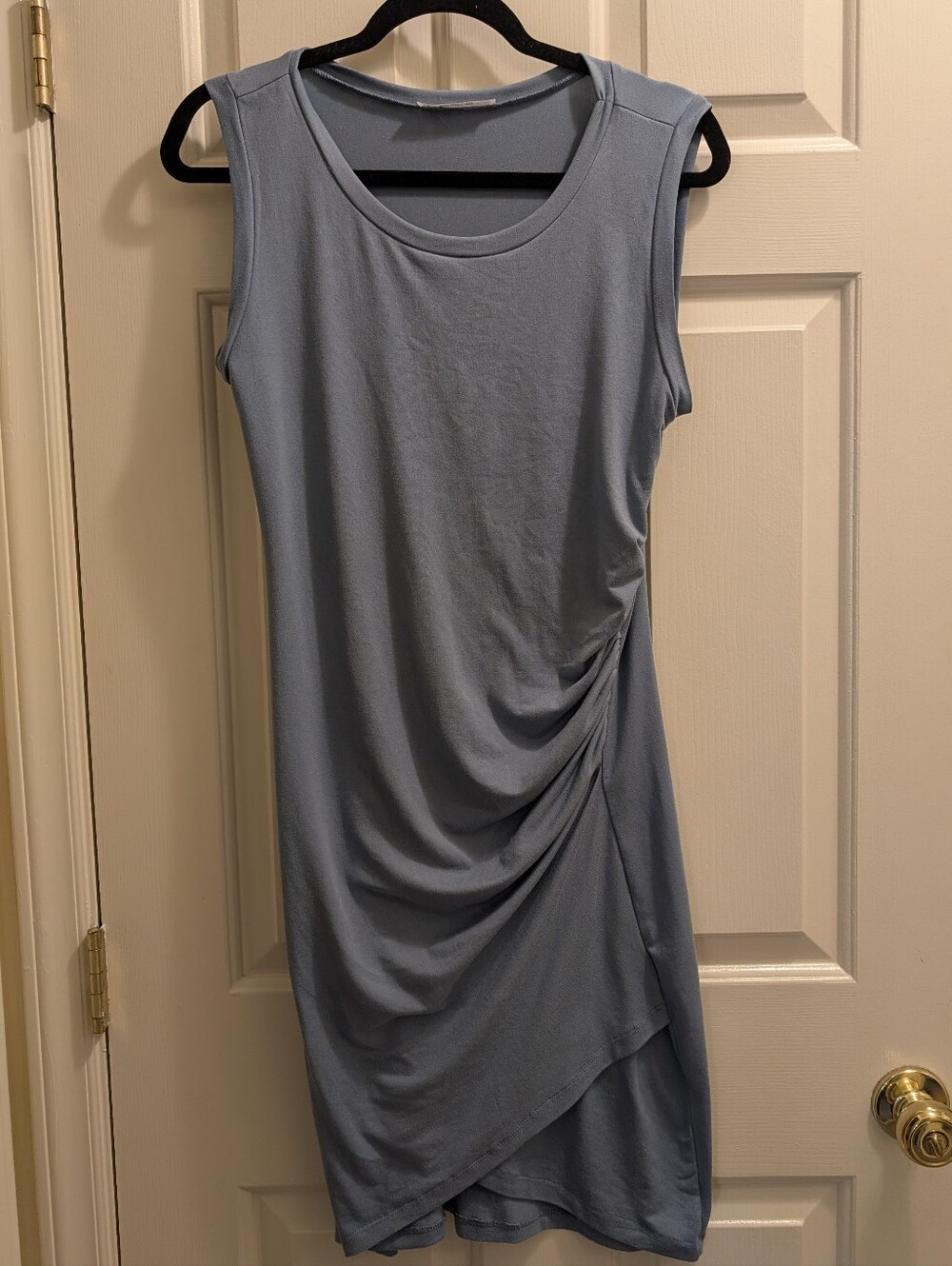 Doublju Sleeveless Ruched Side Stretchy Dress Light Blue